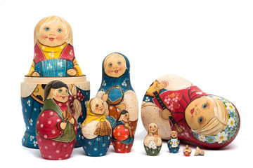 Russian matrioshkas matte painted and isolated