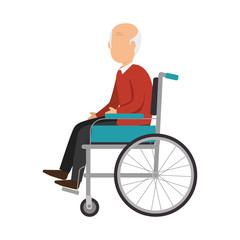 Poster - old man disable isolated icon vector illustration design