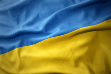 waving colorful flag of ukraine.
