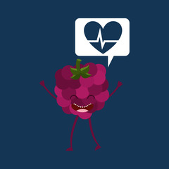 Sticker - cartoon heart rate tasty fruit grape vector illustration eps 10