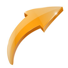 Arrow. Orange Shiny 3d Icon