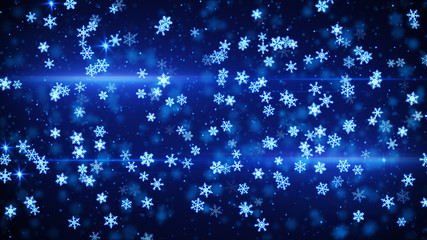 Wall Mural - blue glowing christmas snowfall