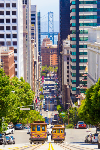 Two Cable Car California St San Francisco Downtown Poster