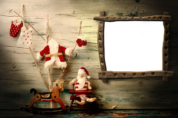 Wall Mural - Christmas empty frame greeting card.