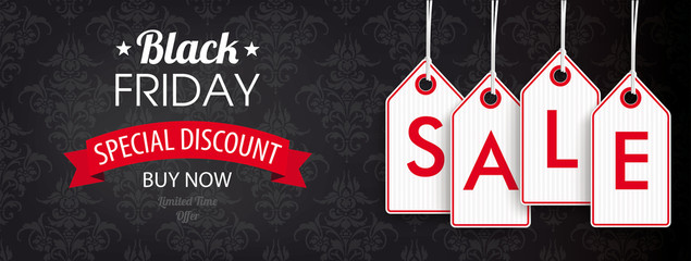 Canvas Print - Black Friday Header Ornaments Price Stickers Sale