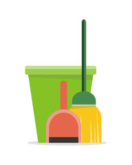 Wall Mural - Web Banner Bucket, Duster, Broom and Dustpan Icon.