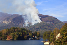 Forest Fire At Lake Lure Chimney Rock Area In The Fall Of 2016 In North Carolina