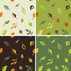 Wall Mural - Set of hand drawn leaves pattern, green leaf, sketches and doodles of leaf and plants, green leaves seamless pattern