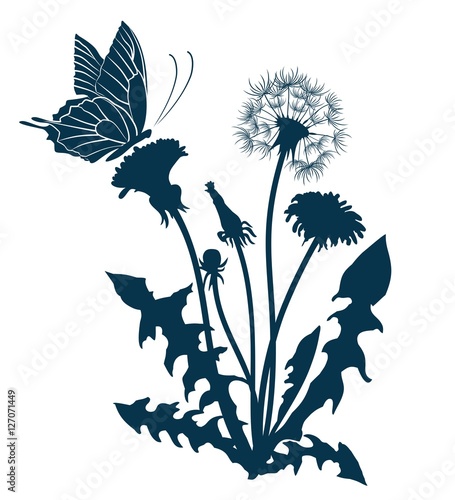 Butterfly with dandelion. Stock Vector | Adobe Stock