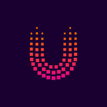 Letter U Logo.Dots Logo Colorful,pixel Shape Logotype Vector Design