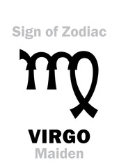 astrology alphabet: sign of zodiac virgo (the maiden). hieroglyphics character sign (single symbol).