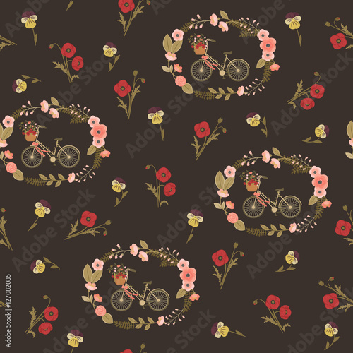 Cotton fabric Shabby chic seamless floral pattern