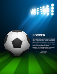 Wall Mural - Soccer ball on field, vector illustration