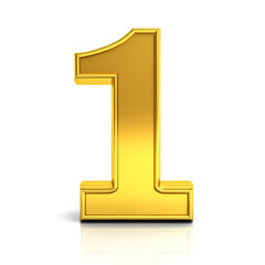 Aufkleber - 3D gold number one isolated over white background 3D rendering