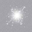 © luxcor - Transparent White Glow light effect. Star burst with sparkles