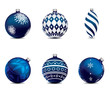 Blue christmas balls set on isolated background. Vector design e