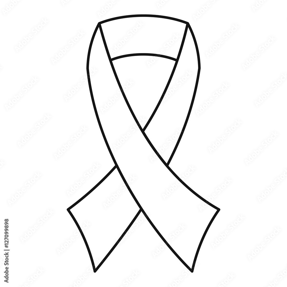 Breast cancer awareness ribbon icon. Outline illustration of breast ...