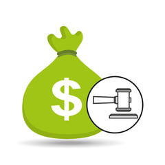 Sticker - money bag with judge gavel icon design vector illustration eps 10