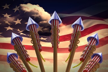 Wall Mural - Composite image of rockets for fireworks