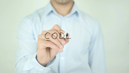 Code, Man Writing on Screen