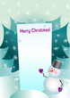 Happy New Year Banner Merry Christmas Greeting Card  snowmanVector Illustration