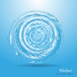 Water circle. Whirlpool, realistic water droplets Vector illustration.
