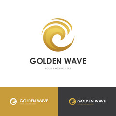 Wall Mural - abstract round golden logo looking like a wave
