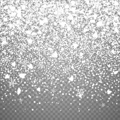 Wall Mural - isolated christmas falling snow overlay on transparent background. snowflakes storm layer. snow patt