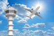  Passenger aircraft  flying above air traffic control tower agai