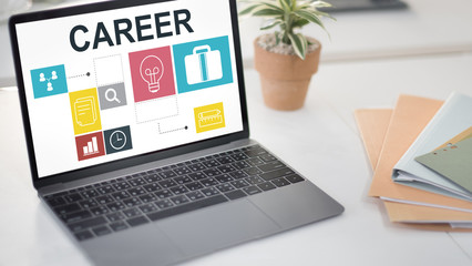 Wall Mural - career business chart bulb graphic concept