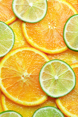 Wall Mural - Orange and lime slices background