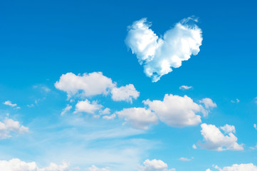 Wall Mural - romantic heart cloud abstract blue sky and cloud nature backgrou