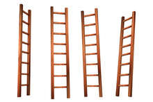 Wooden Ladder Isolated On A White Background.3d Illustration