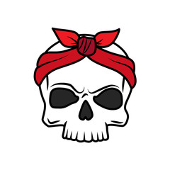 Wall Mural - Funny old school tattoo vector skull with bow element