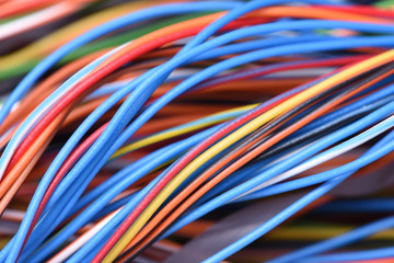 Closeup of cable and wire in internet network systems