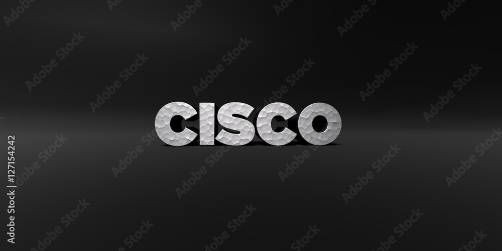CISCO - hammered metal finish text on black studio - 3D rendered ...