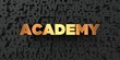 Academy - Gold text on black background - 3D rendered royalty free stock picture. This image can be used for an online website banner ad or a print postcard.
