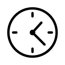 Simple Clock Face, Clockface Or Watch Face With Hands Line Art Icon For Apps And Websites