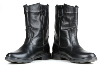 Female black boots isolated on a white background.