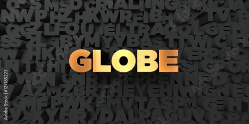 Globe Gold Text On Black Background 3d Rendered Royalty Free