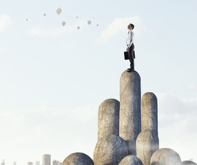 Wall Mural - she reached the top of sucess . mixed media