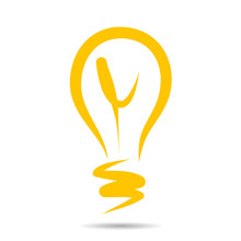 Light Bulb Icon, Idea Symbol Sketch In Vector. Hand-drawn Doodle Sign. EPS