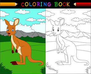 Poster - Cartoon kangaroo coloring book