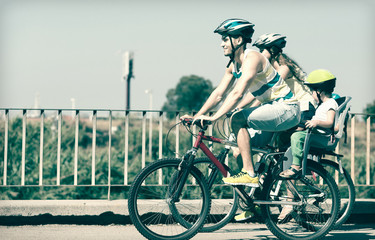 Bike ride young family