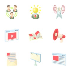 Sticker - Internet connection icons set. Cartoon illustration of 9 internet connection vector icons for web