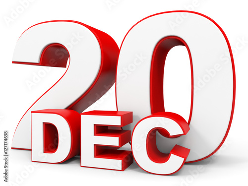 December 20. 3d text on white background. Illustration Stock | Adobe Stock