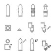 Condom icons illustration silhouette outline set black and white color flat design isolated on white background