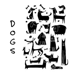 Poster - Funny dogs collection, sketch for your design