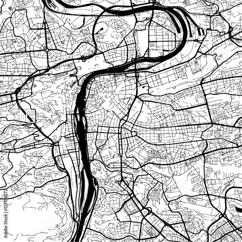 Fotografía Prague, Czech Republic, Monochrome Map Artprint