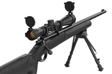 Wall Mural - Rifle sniper modern metal optical gun, close view. 3D graphic